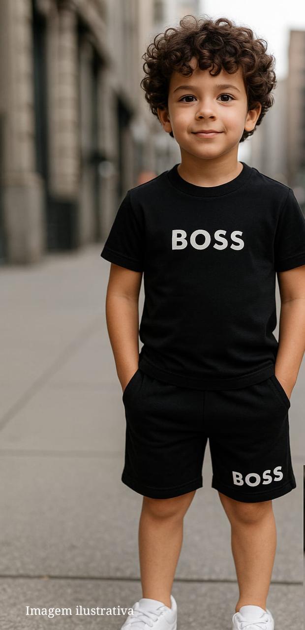 Kit Camisa+Bermuda Boss Preto - Moletinho
