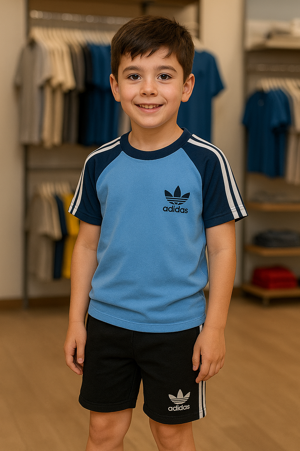 Conjunto ADD = Camisa+Bermuda[Suedine] - Azul