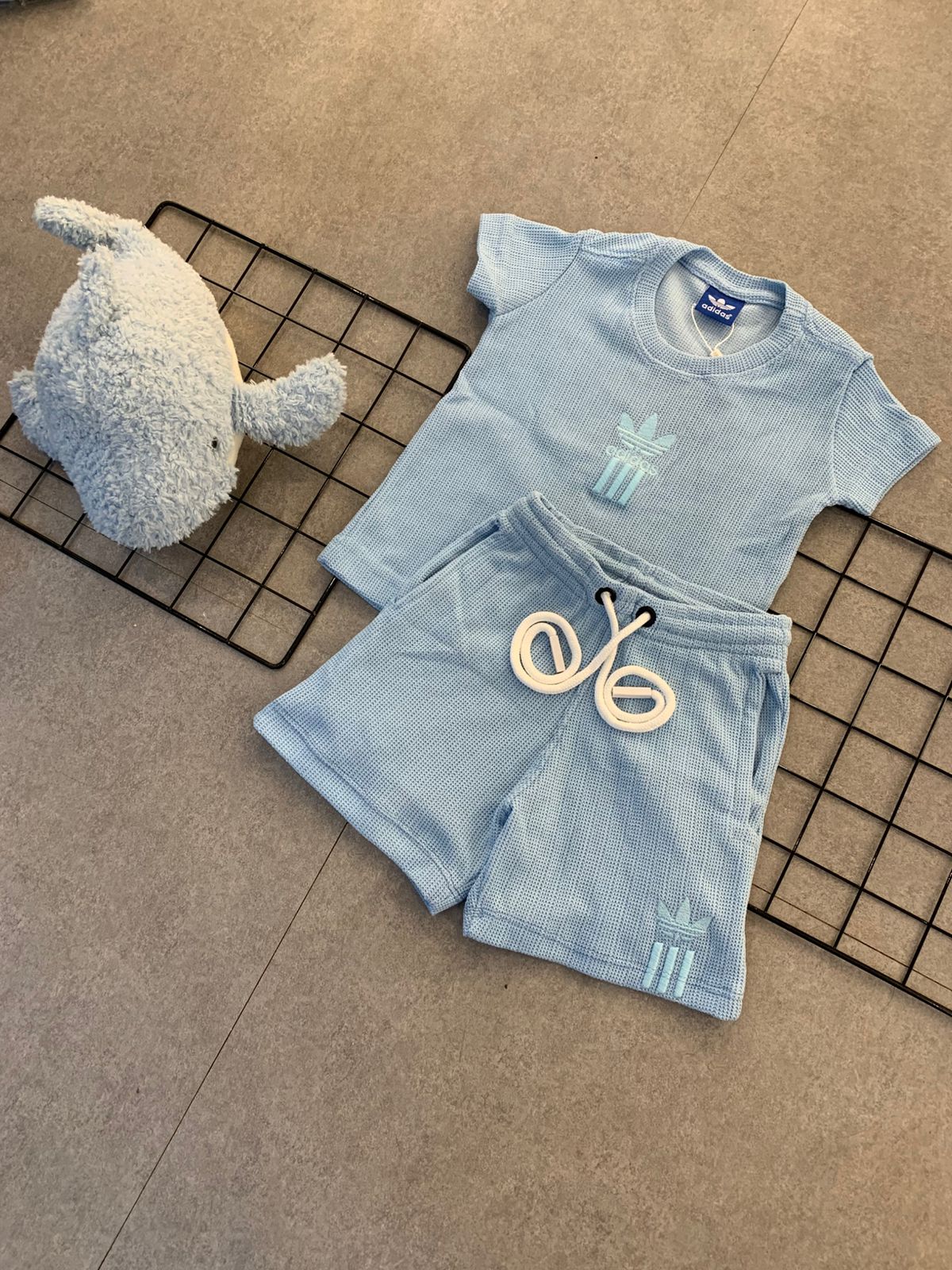 Conjunto ADD - Crochê [ Camisa+Bermuda ] - AZUL