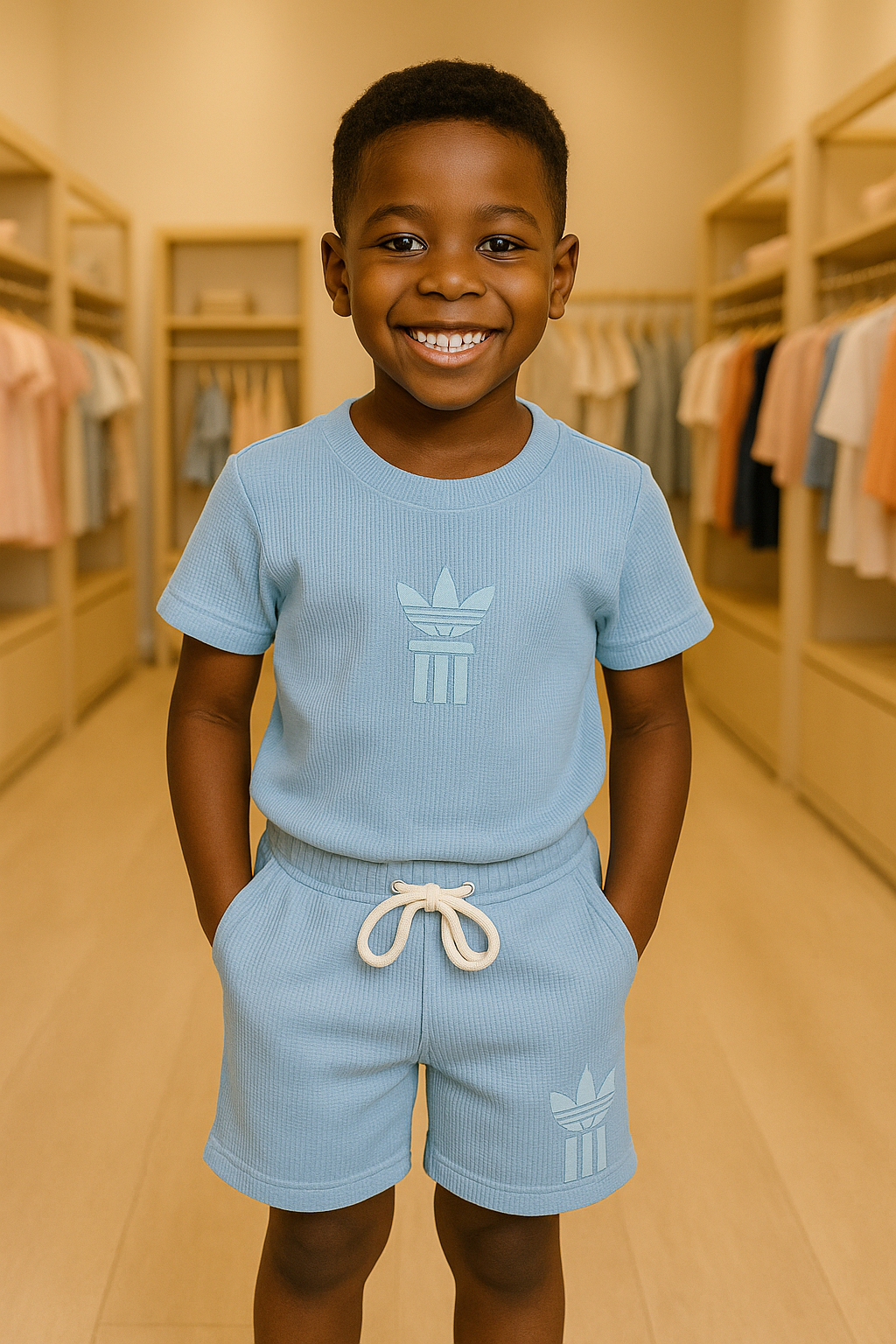 Conjunto ADD - Crochê [ Camisa+Bermuda ] - AZUL