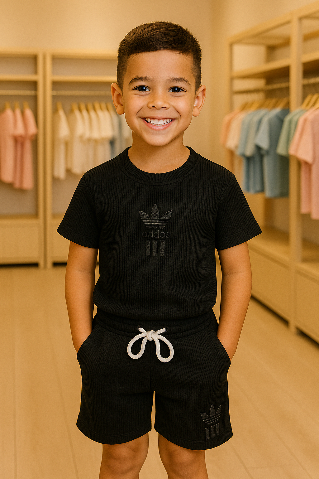 Conjunto ADD - Crochê [ Camisa+Bermuda ] - Preto