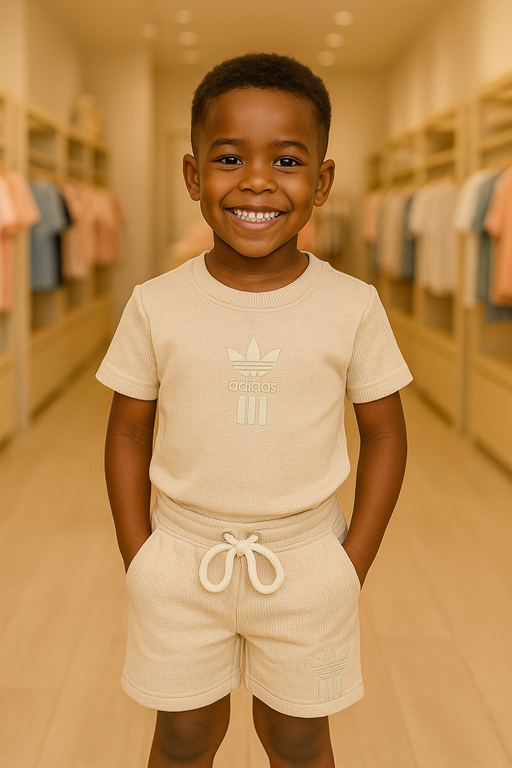 Conjunto ADD - Crochê [ Camisa+Bermuda ] - Bege