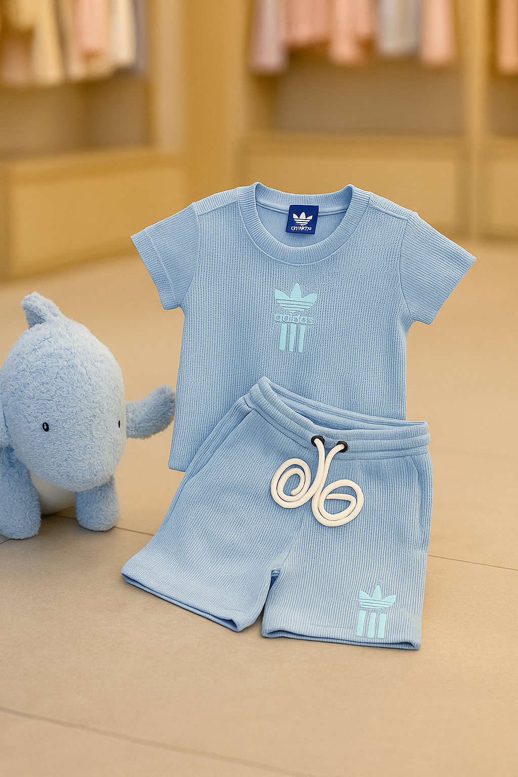 Conjunto ADD - Crochê [ Camisa+Bermuda ] - AZUL