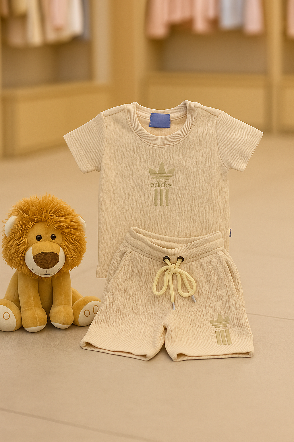 Conjunto ADD - Crochê [ Camisa+Bermuda ] - Bege